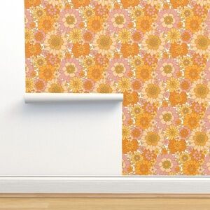 1970s Floral Wallpaper. 2 Rolls included. Roll Size:24" x 144". Brand new Etsy